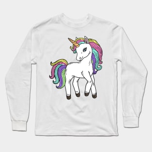 Unicorn Cartoon Drawing Long Sleeve T-Shirt